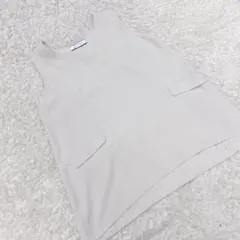〈 QTUME 〉 レディース ノースリーブ カットソー Vネック ベージュ M