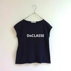 DoCLASSE 綿　100%フレンチスリーブTシャツカットソーネイビーLサイズのサムネイル
