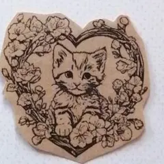 79 ねこ 桜 フラワー リース 花柄 ラバースタンプ はんこ 子猫 猫 ネコ