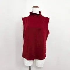 t.b ウール100%ノースリーブ ハイネックカットソー レッド（40）