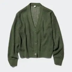 メッシュVネックショートカーディガン　ユニクロ　UNIQLO オリーブ