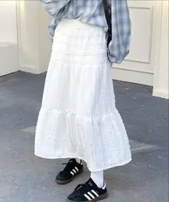 Aラインレースフレアロングスカートのサムネイル