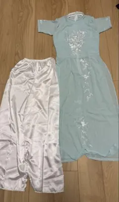 水色 刺繍入り アオザイセット