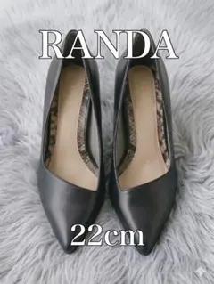 RANDA ブラック パイソンポインテッドトゥ ハイヒール 22cm