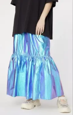 RODEO CROWNS メタリックロングスカート 560 SAX