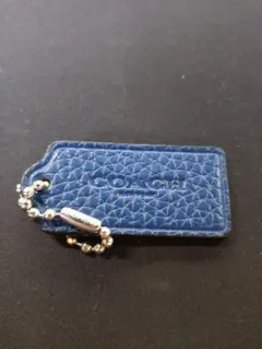 COACH 青 レザー キーホルダー タグ型