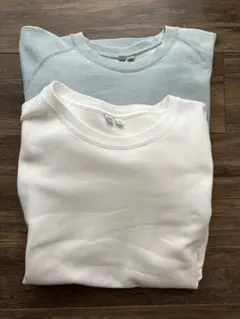UNIQLO U ユニクロ半袖スウェット 2枚セット XL 白 ライトブルーのサムネイル