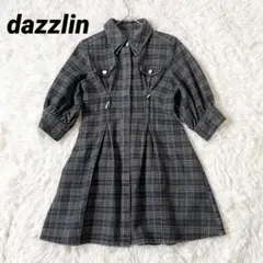 dazzlin ダズリン　チェック柄デニムミニワンピース　ブラック　黒　M