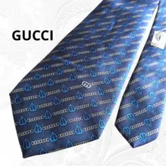 GUCCI グッチ ネクタイ ネイビー シルク100% イタリア製