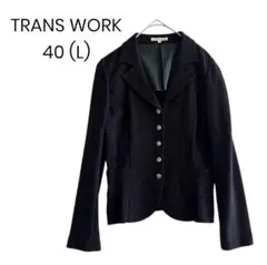 【TRANSWORK】ジャケット テーラード L 黒 きれいめ 通勤 b030のサムネイル
