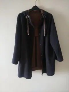 ブルネロクチネリ　ガーメント有り・モニーレフード付きネイビーロングコート b05083ko-01.jpg