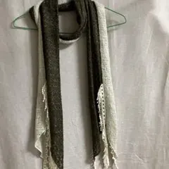 グレーとブラウンの2色配色ストール