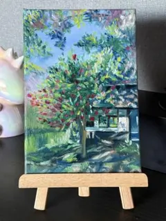 夏の水鳥」 手描き 油絵 風景画 原画 肉筆 油彩画 印象派 - メルカリ