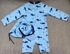 【美品】帽子付きラッシュガード水着　100〜110cm