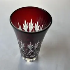赤色クリスタルカットグラス(切子)