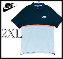 古着 ナイキ NIKE 半袖 ポロシャツ 刺繍ロゴ ボーダー