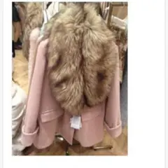 19000→15000イング 衿ファー付きテーラードコートピンク