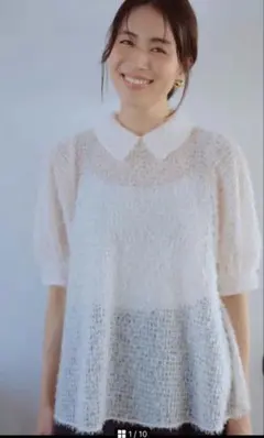 笹川友里さんコラボ Newans パフスリーブAラインブラウス ピンク 