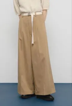 パラスパレス コットンラミーツイルタックパンツ 2 ベージュ ワイド