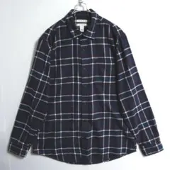 ★1761　amazon essentials　長袖ネルシャツ　L　紺　US古着