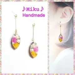 No.1358-C　ドライフラワー☆かすみ草☆パール☆レジン☆ピアス・イヤリング