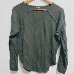 海外古着 長袖トップス 【M】オリーブグリーン シンプル