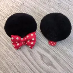 ミニーマウス リボン付き　ヘアピン