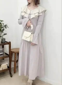 dazzlinレイヤードパイピングニットワンピース