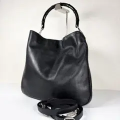 GUCCI グッチ バンブー 2way ショルダーバッグ 大容量 黒のサムネイル