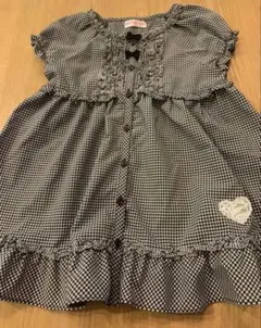 mezzo piano 半袖ワンピース ブラック・ホワイトチェック