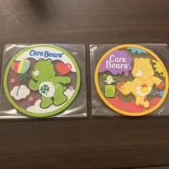 新品未使用　ケアベア　クリアラバーコースター　イエロー　グリーン　2点セット