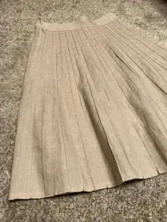 ☆美品☆K.T LINO 麻 プリーツスカート ベージュ