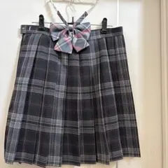 み*7様 チェック柄プリーツスカート リボン付き