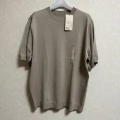 無印良品 紳士 UVカットヘンプ混クルーネック半袖セーター Lのサムネイル
