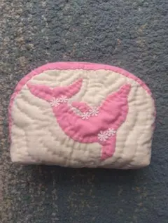 ハンドメイド ハワイアンキルト ポーチ【イルカ】