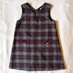 タルティーヌエショコラ ジャンバースカート 120 110 ウール チェック