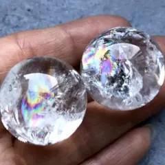 【限定価格！幸運水晶！2個セット】天然石　アイリスクォーツ　水晶　丸玉5