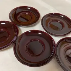 【美品】茶たく　光沢あり　丸み　赤紫ががっている　5枚セット