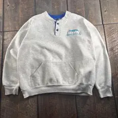 古着　USA製　ハーフボタンスウェット　ライトグレー　XL ボックスシルエット