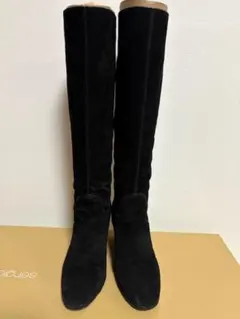 【未使用】美品　セルジオロッシ　スエード　ロングブーツ　ダークブラウン　23.5 36 Sergio rossi ショートブーツ ブラウン セルジオロッシ 23 スエード