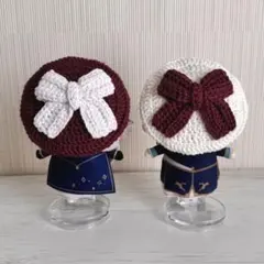 【セット】にじぱぺっと 10cmぬい リボンベレー帽 ホワイト×ワインレッド