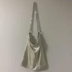 ZARA シルバー チェーンバッグ　ショルダー　斜め掛け　2way 滑らかな質感