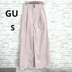 GU ライトデニムタックワイドパンツ Sサイズ ピンク
