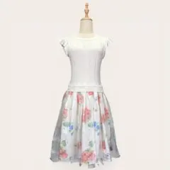 美品 セシルマクビー ドッキング チュール ワンピース フレア 花柄 M