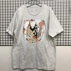 A677 グラニフ　Tシャツ プリント　北欧柄　グレー メンズ　L 男女兼用