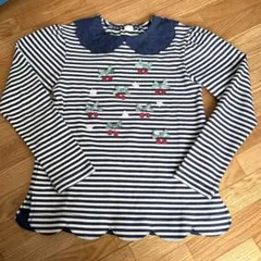 ビケットクラブ　長袖カットソー　140　キムラタン　ストライプ　紺　ネイビー