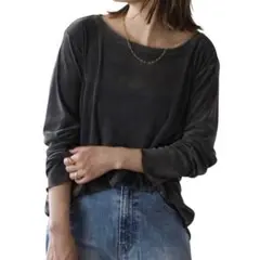 ボンジュールサガン リラックスシアーベロアロンT チャコール