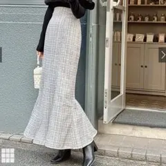 【GRL】ラメチェックツイードマーメイドスカート アイボリー Ｌ