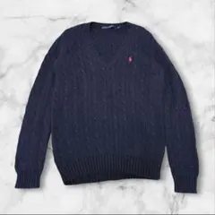 本日限りCCC！逆ポニー　ラルフローレン　長袖ニット　ネイビー ラルフローレン