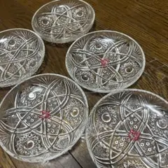 マツガオカクリスタル ガラス皿 5枚セット 昭和レトロのサムネイル
